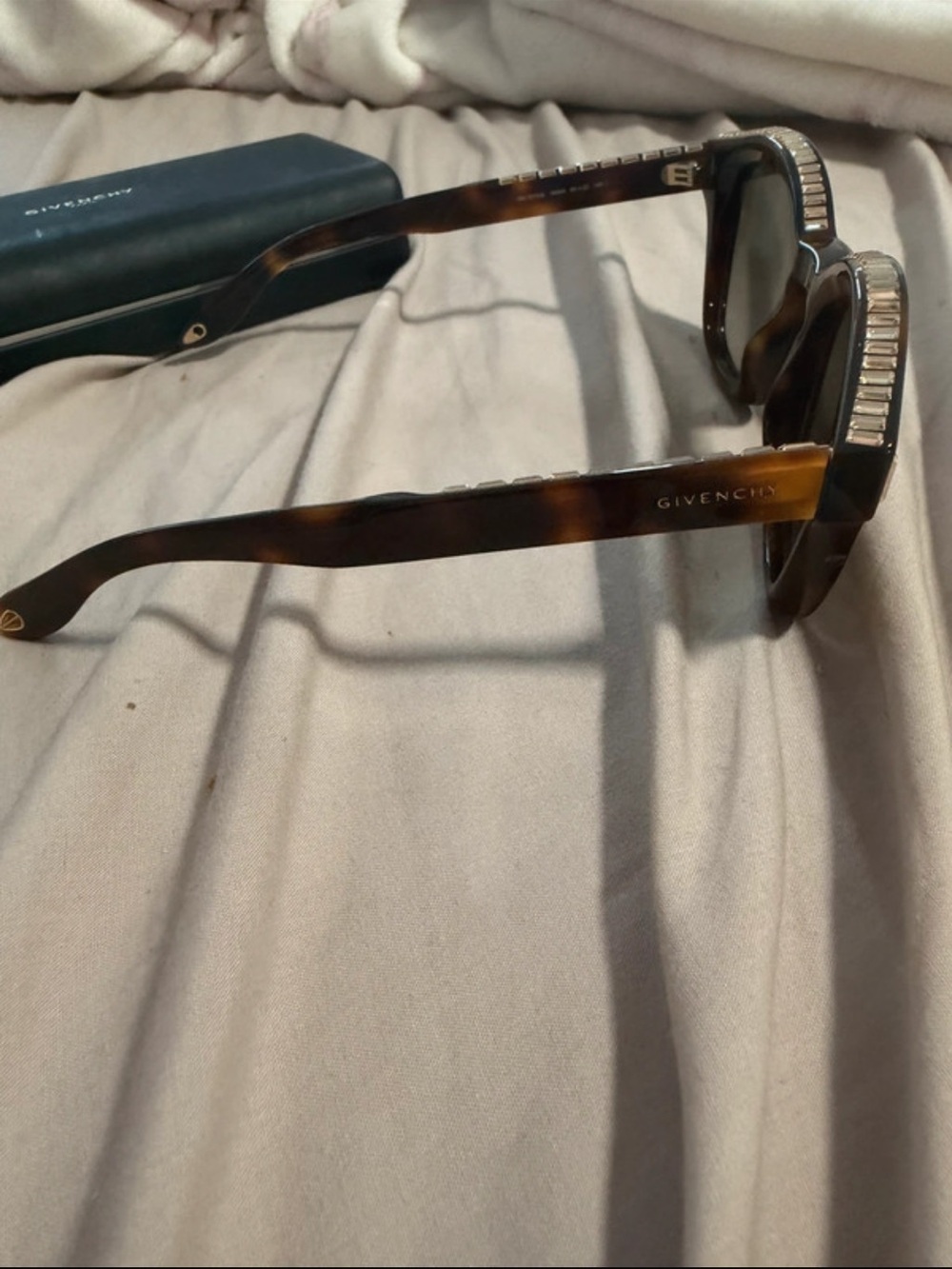 Givenchy Tortoiseshell Sunglasses with Crystal Brow Accent - Brown
